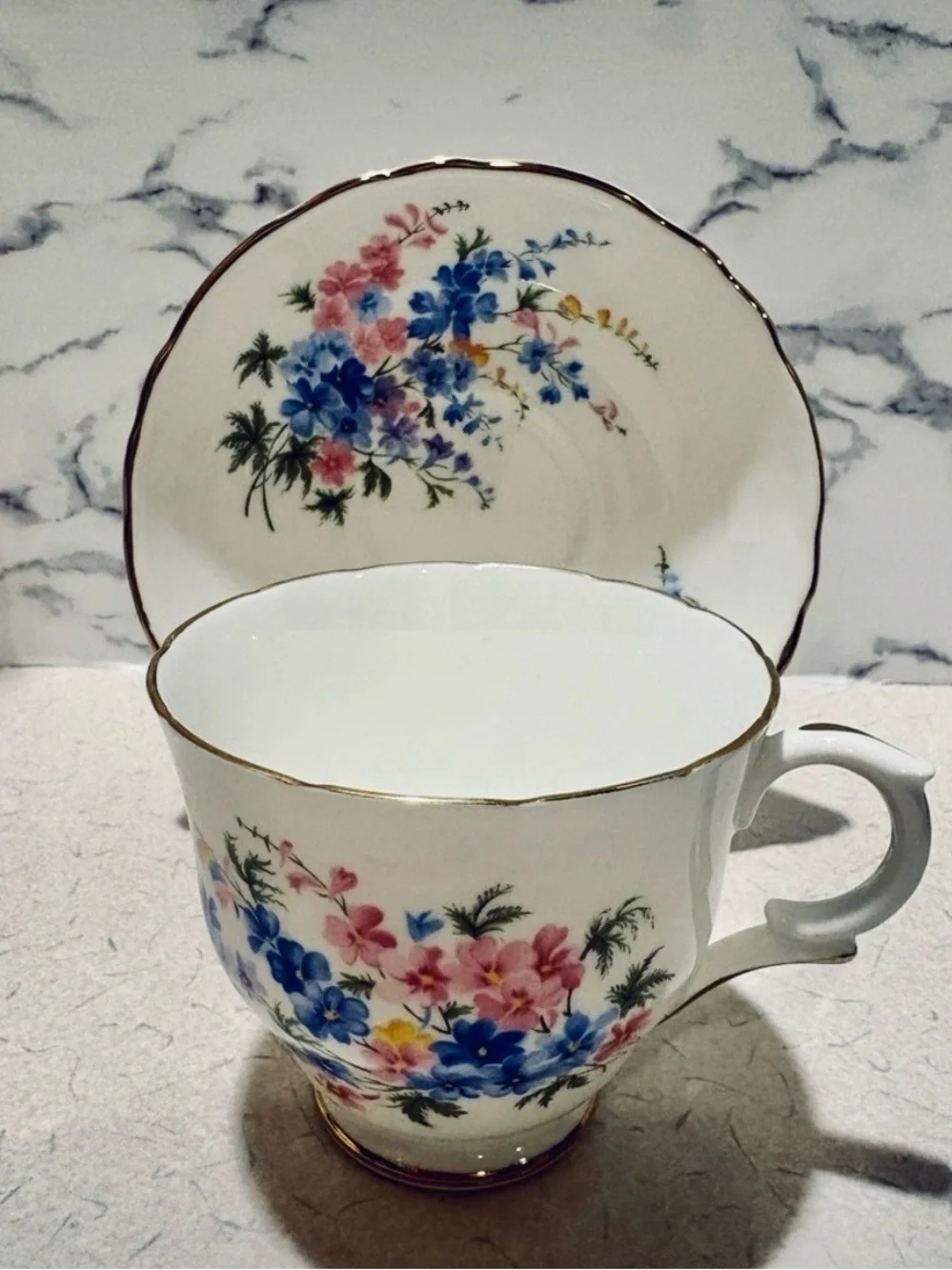 Vintage Crown Staffordshire Bone China Teacup and Saucer-Made in England